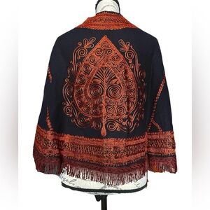VTG Black Rust Hungarian Folk Capelet Handmade Wool Soutache Embroidery 60s 70s